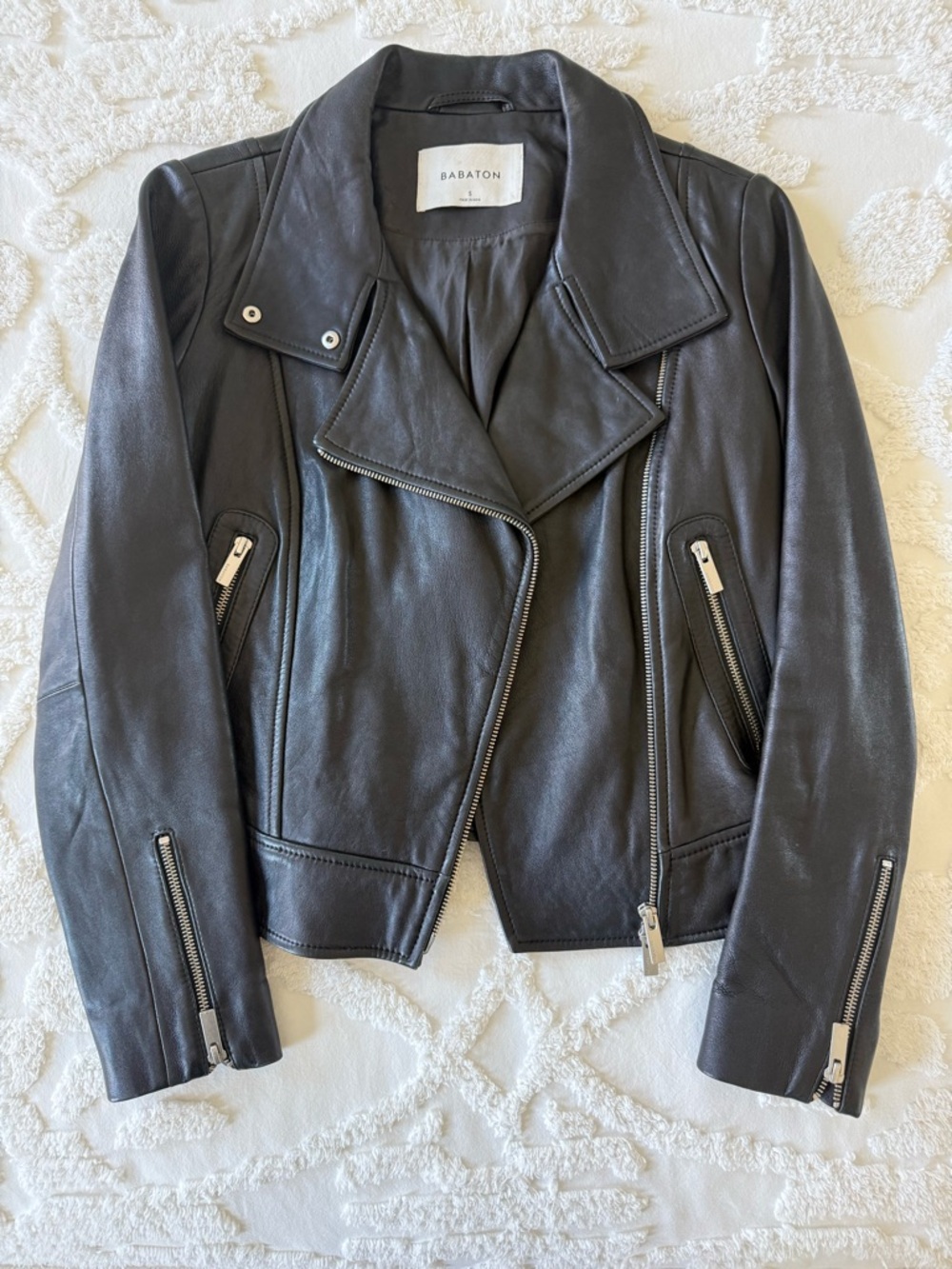 Babaton Black Vegan Leather Moto Jacket